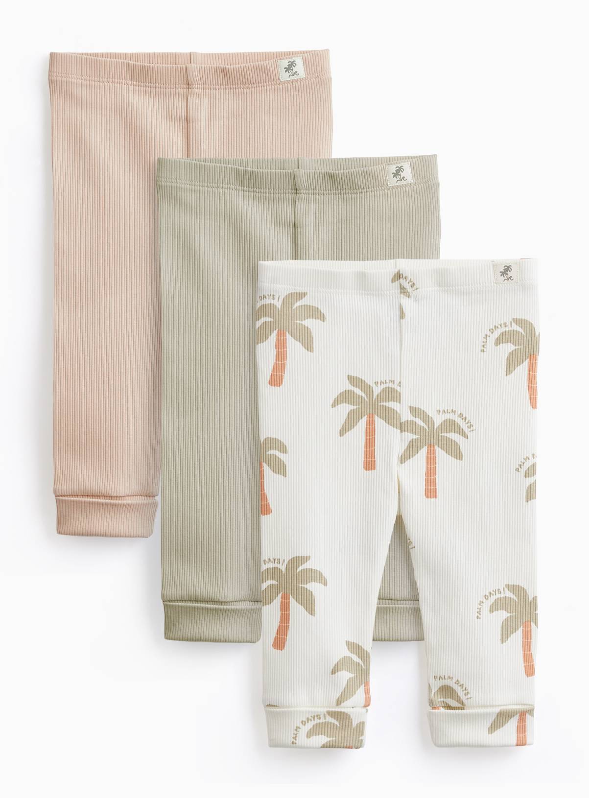 Palm Tree Print Leggings 3 Pack Up to 3 mths - Image 1